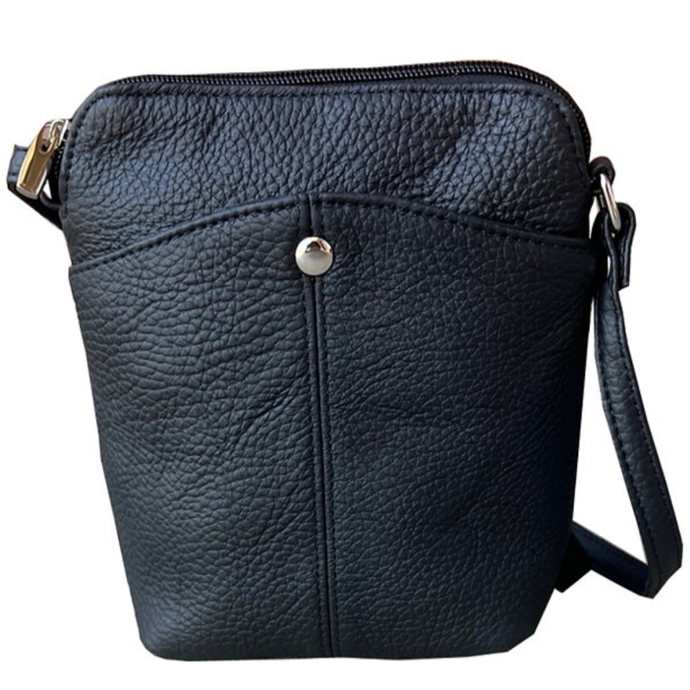 NEW WITH TAGS, Black 100% Cowhide Leather purse.7”L X 7 ½” H X 3”W